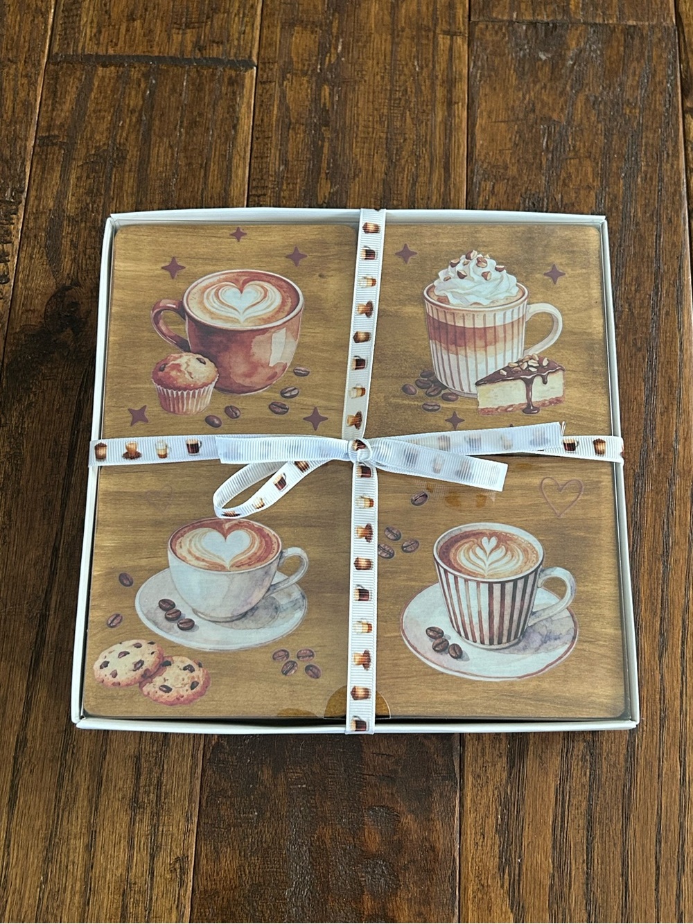 Coffee design gift set of 4 coasters
